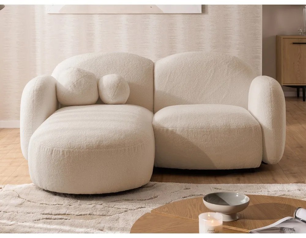 Светлокафяв ъглов диван от прежда с примки от букле (ляв ъгъл) Orbit – Ropez