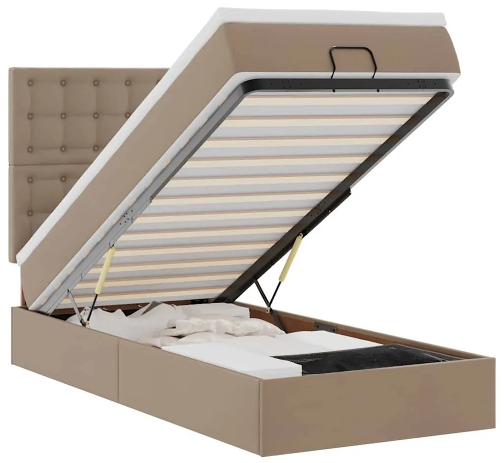 3313829 vidaXL Османска легло с матрак&LED, капучино 90x190 см изкуствена кожа