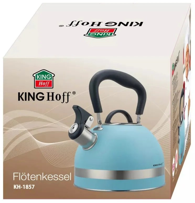 Свирещ чайник Kinghoff KH 1857, 1.8 л, Индукция, Топлоизолирана дръжка, Син