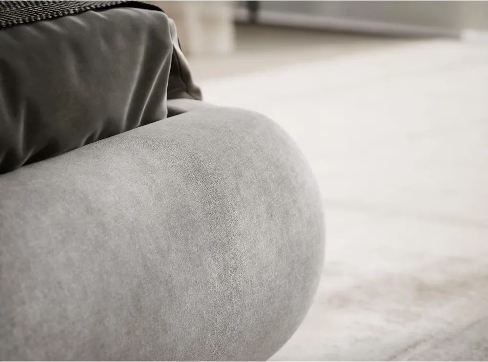 Сиво-бежово двойно легло 180x200 cm тапицирано с място за съхранение с включена подматрачна рамка Maumere – Maison de Rêve