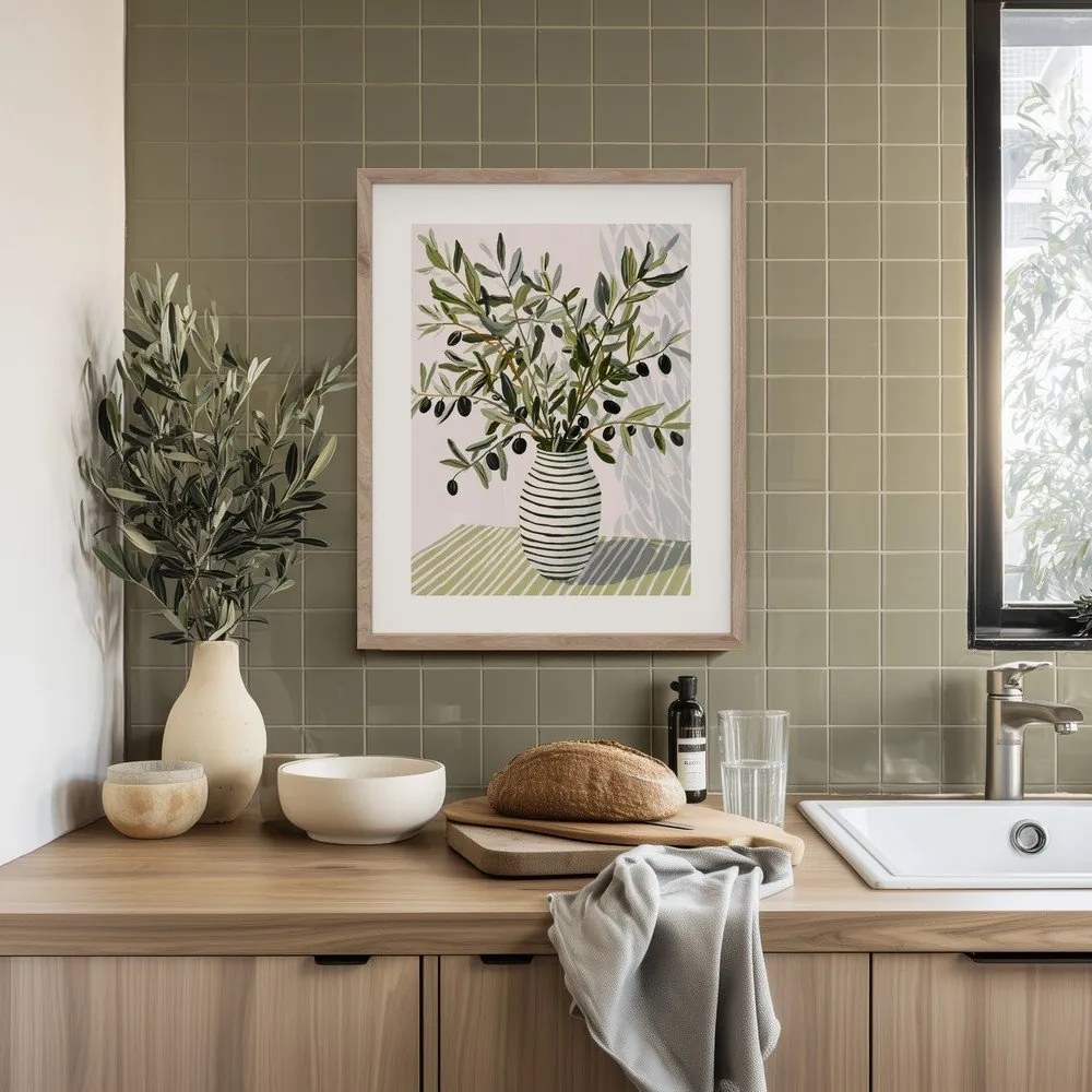 Печатна картина с включена рамка 40x50 cm Olive Bunch II – Styler