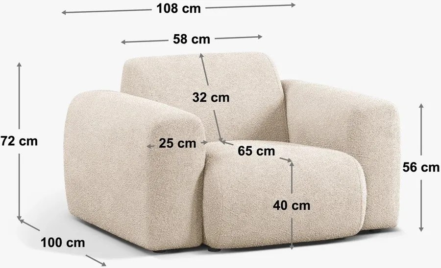 Бежов фотьойл от плат букле Molino - Micadoni Home