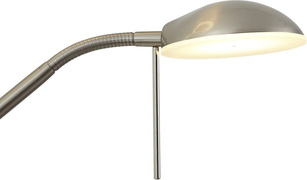 Модерна подова лампа стомана с лампа за четене с LED и димер - Divo