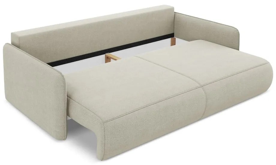 Кремав разтегателен диван с място за съхранение 216 cm Nanea – Makamii