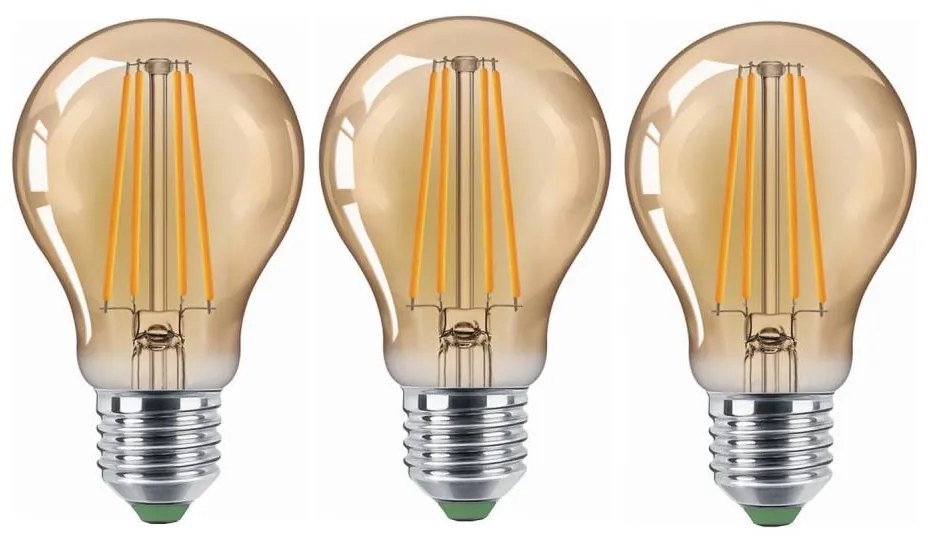 К-кт 3x LED Крушка CLASIC AMBER A60 E27/9W/230V 2200K - Brilagi
