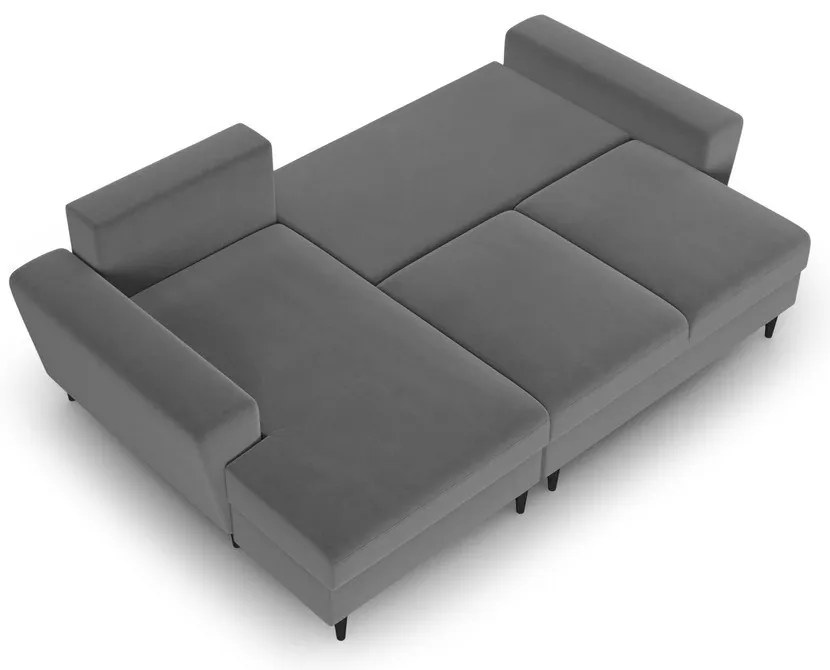 Светлосив кадифен разтегателен ъглов диван с място за съхранение (ляв ъгъл) Kyoto – Cosmopolitan Design