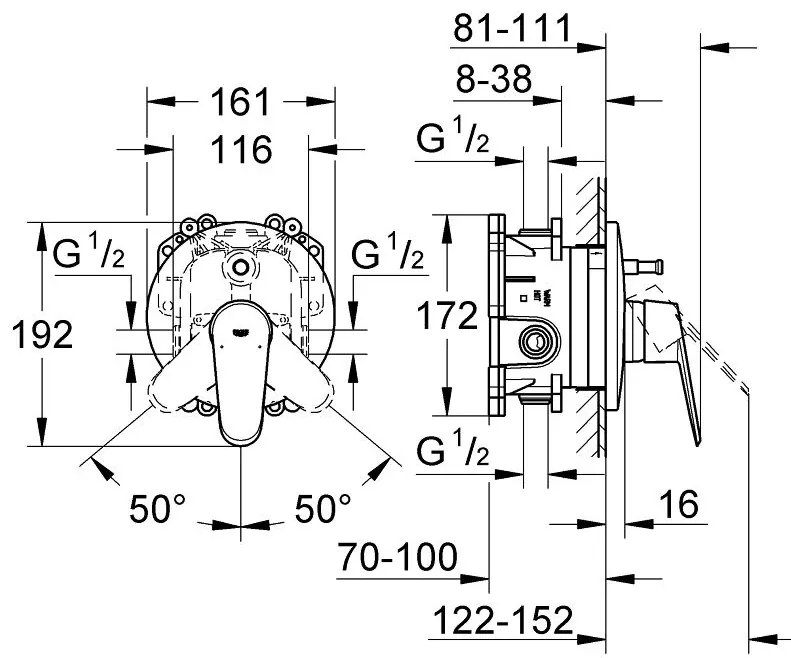Exterior parts of bathroom faucet Euпрътisc Cosmopolitan