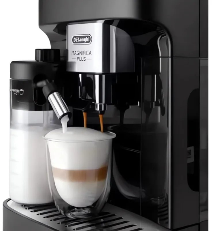 Кафеавтомат DeLonghi Magnifica PLUS ECAM 320.60.B, 1450W, 15 bar, 1.8l, 15 програми, 13 нива на смилане, TFT тъчскрийн, LatteCrema Hot, Опция за кафе на зърна, Черен
