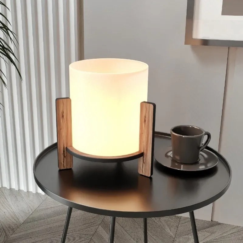 Pine TopMebel МДФ E27 настолна лампа в орех - кремав цвят Ø20x20cm.