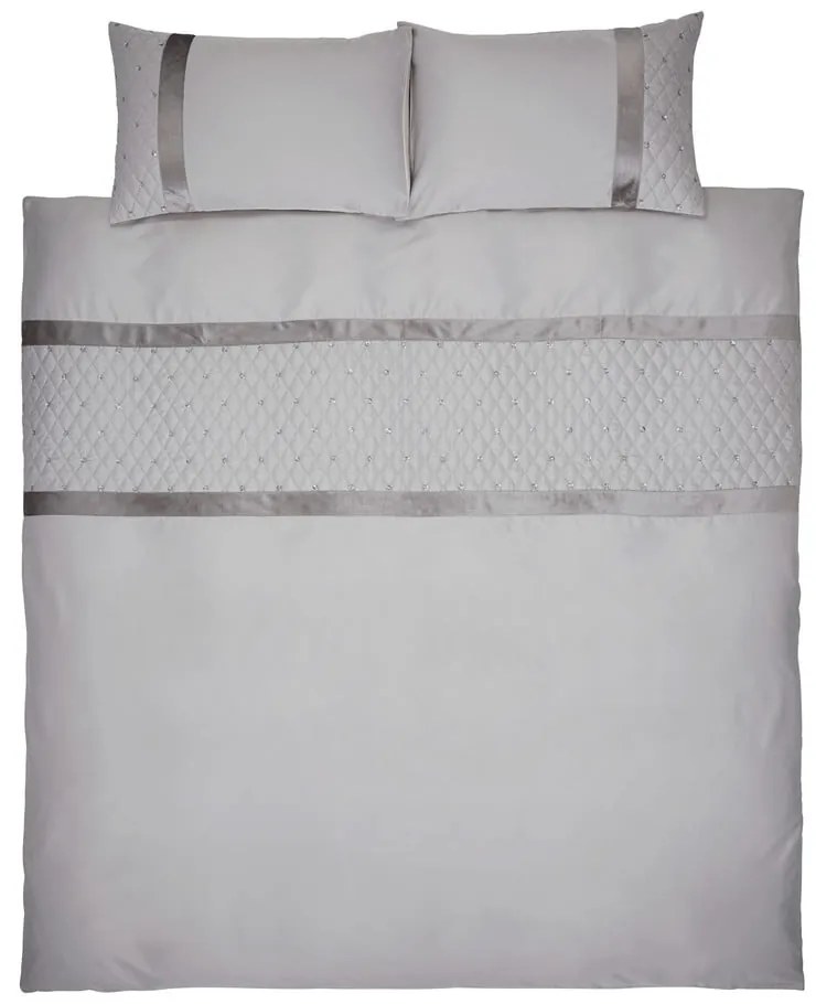 Сиво двойно удължено спално бельо от микросатен 230x220 cm Sequin Cluster – Catherine Lansfield