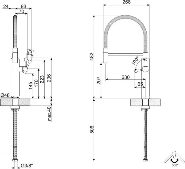 Полупрофесионален смесител за вода Smeg MDF50PG, 5 bar, Подвижна слушалка, Въртящ се на 360° чучур, Пастелно зелен