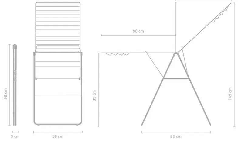 Сушилник за дрехи Brabantia Hangon 1004167, 25 м, 8 закачалки, Регулируем, Заключване за деца, Бял