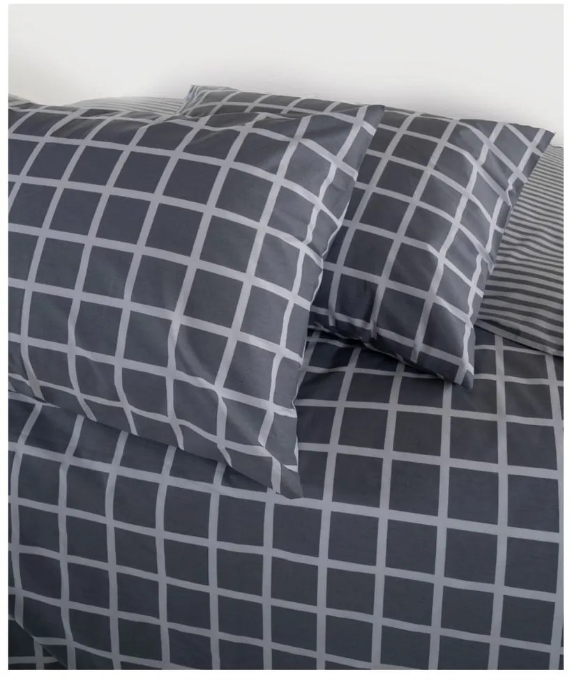 Сиво единично спално бельо от памук Renforcé 140x200 cm Linear Calm Geometric – Mila Home Luxury