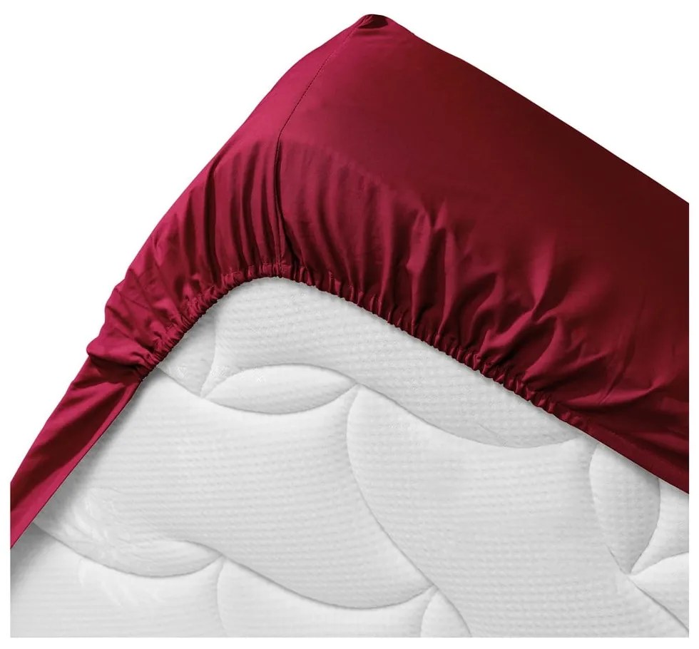 Червен еластичен чаршаф от органичен памук 140x190 cm Biolina – douceur d'intérieur