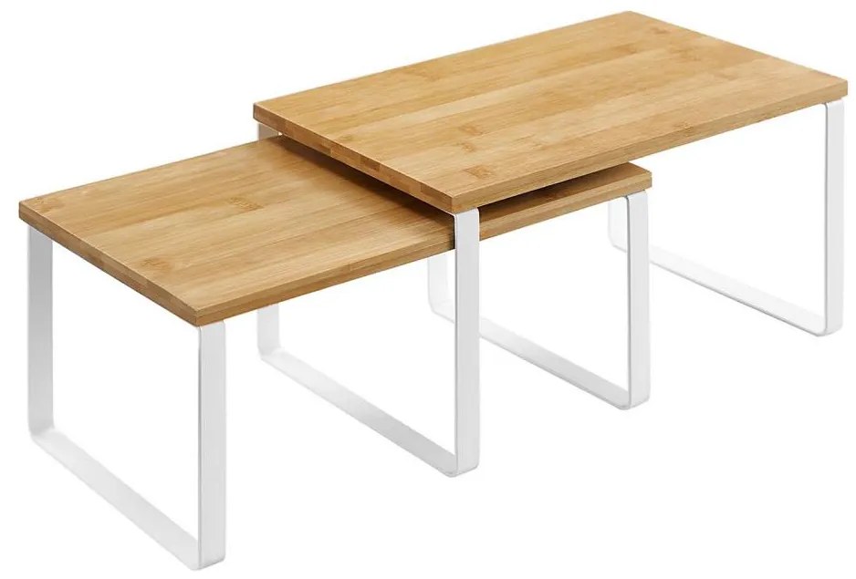 Комплект от 2 полици за съхранение MARGE, бяла/кафява