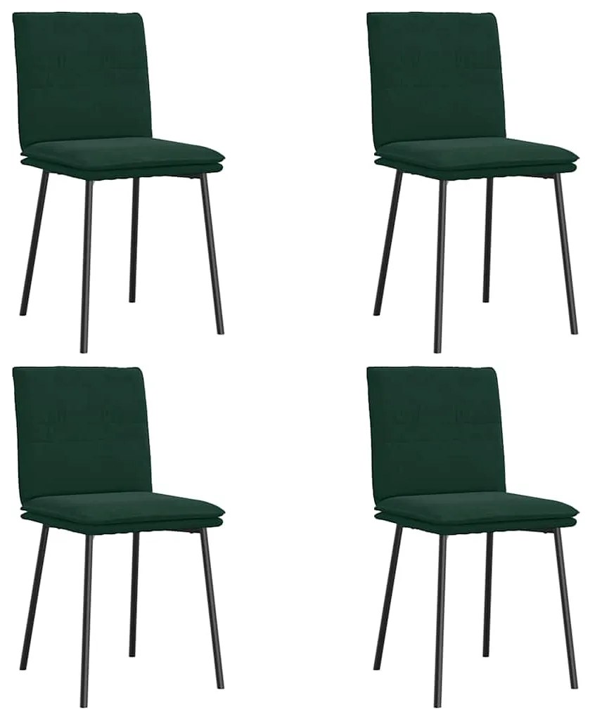 3315346 vidaXL Трапезни столове, 4 бр, тъмнозелени, кадифе