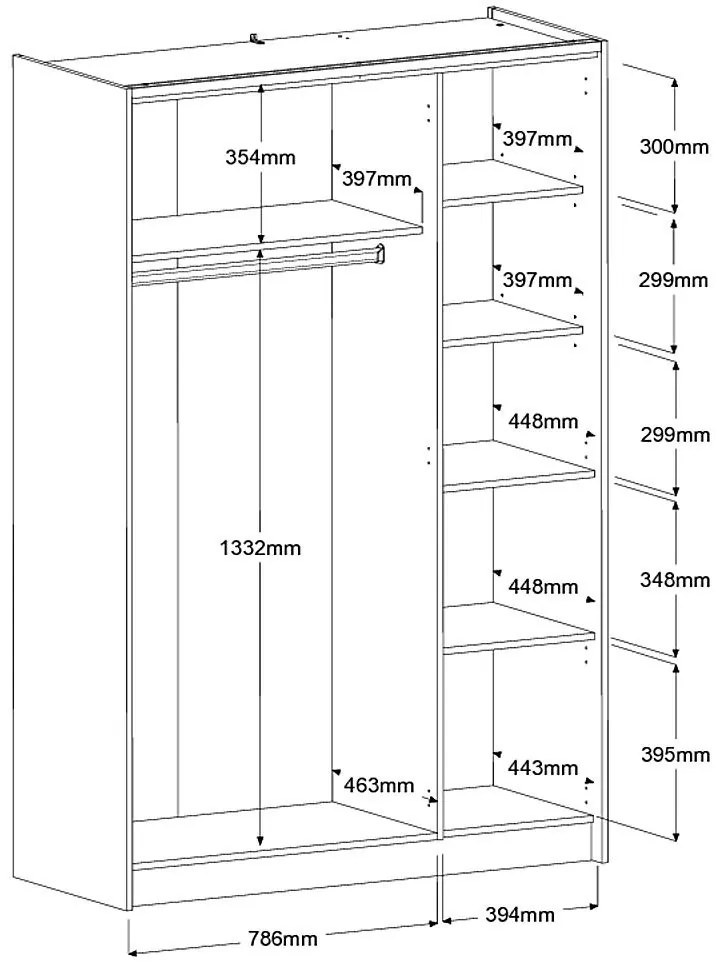 Гардероб Peonia 3 врати