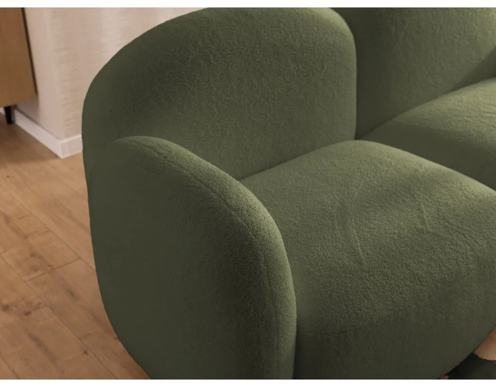 Зелен ъглов диван от прежда с примки от букле (десен ъгъл) Orbit – Ropez