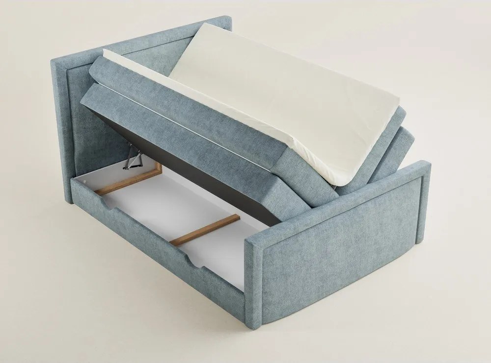 Светлосиньо боксспринг легло 180x200 cm с място за съхранение Fresco – Maison de Rêve