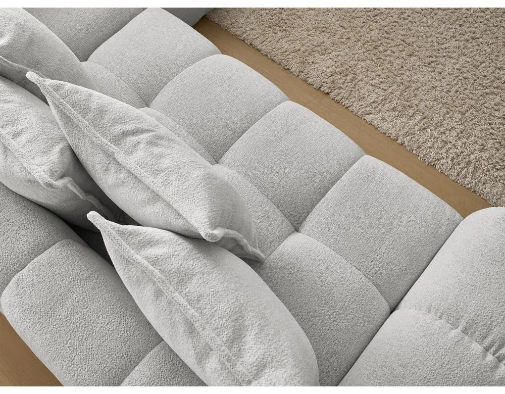 Светлосив шенилов сгъваем/с място за съхранение ъглов диван (десен ъгъл/L форма) Everest – Bobochic Paris