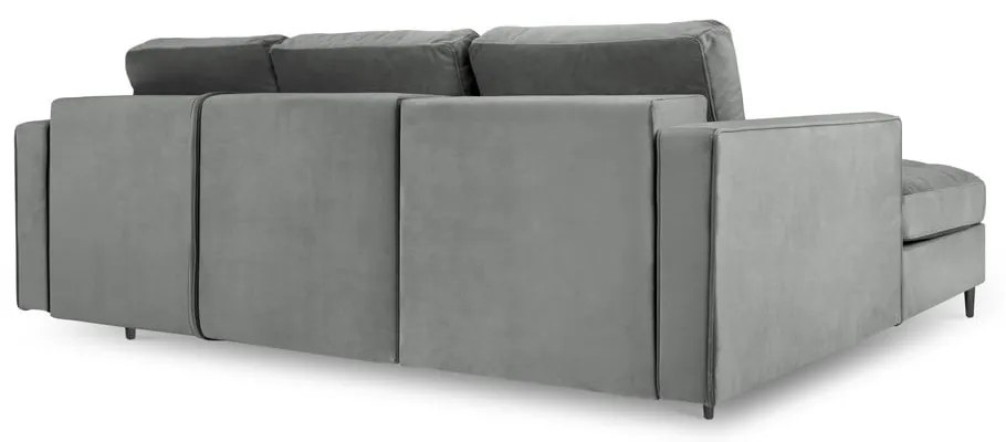 Светлосиво кадифено ъглово канапе, ляв ъгъл Santo - Milo Casa