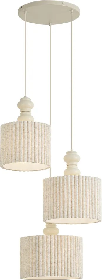 Japandi висяща лампа бежова с ленен абажур 3 светлини - Fedde