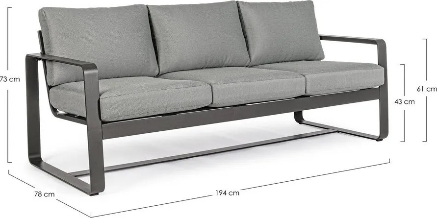 Сив алуминиев градински диван Merrigan – Bizzotto