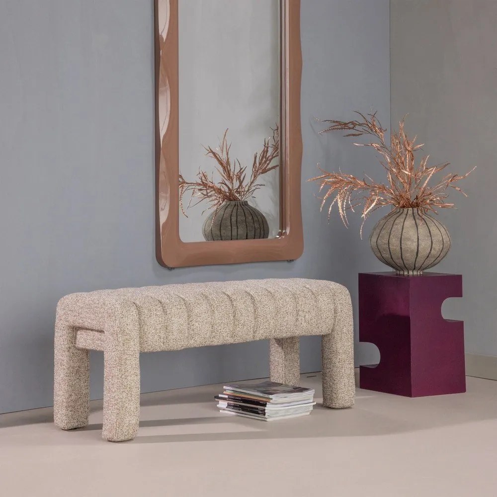 Светлокафява подплатена пейка от прежда с примки от букле Frex – WOOOD