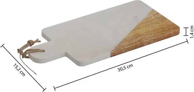 Съд за сервиране Secret de Gourmet, Бял мрамор, 30x15см