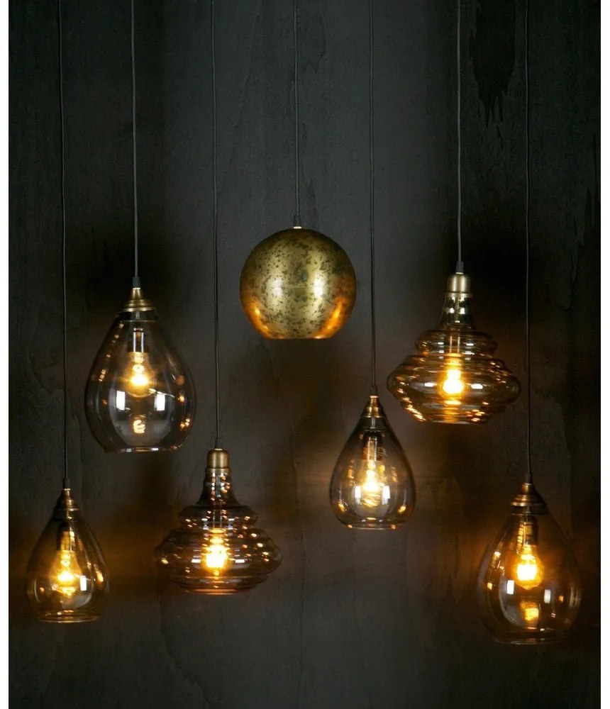 Висящо осветително тяло в златист цвят със стъклен абажур Pure – WOOOD