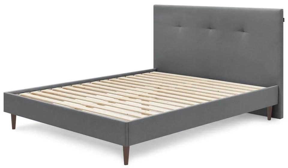 Сиво тапицирано двойно легло с решетка 180x200 cm Tory - Bobochic Paris