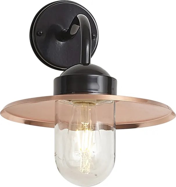 Външна стенна лампа черна с мед IP44 - Мюнхен