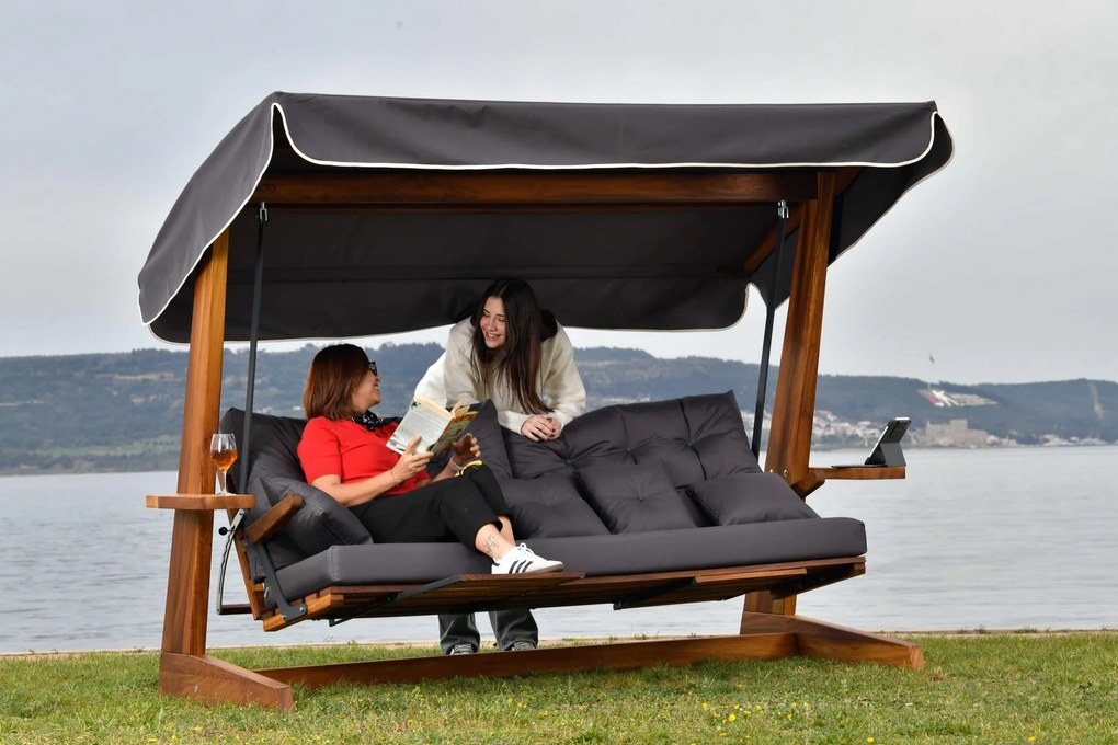 Градински троен люлеещ се стол Luna Deluxe 2600, цвят Антрацит