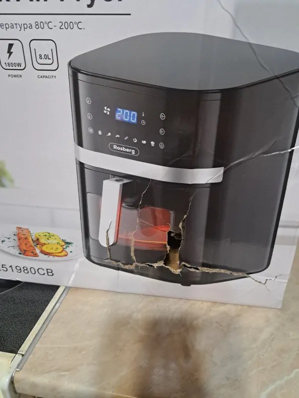 Втора ръка: Фритюрник с горещ въздух AirFryer Rosberg R51980CB, 1800W, 8 л, 7 програми, Таймер, Черен