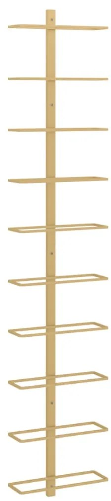 340905 vidaXL Стойка за вино за 10 бутилки, стенен монтаж, златиста, метал
