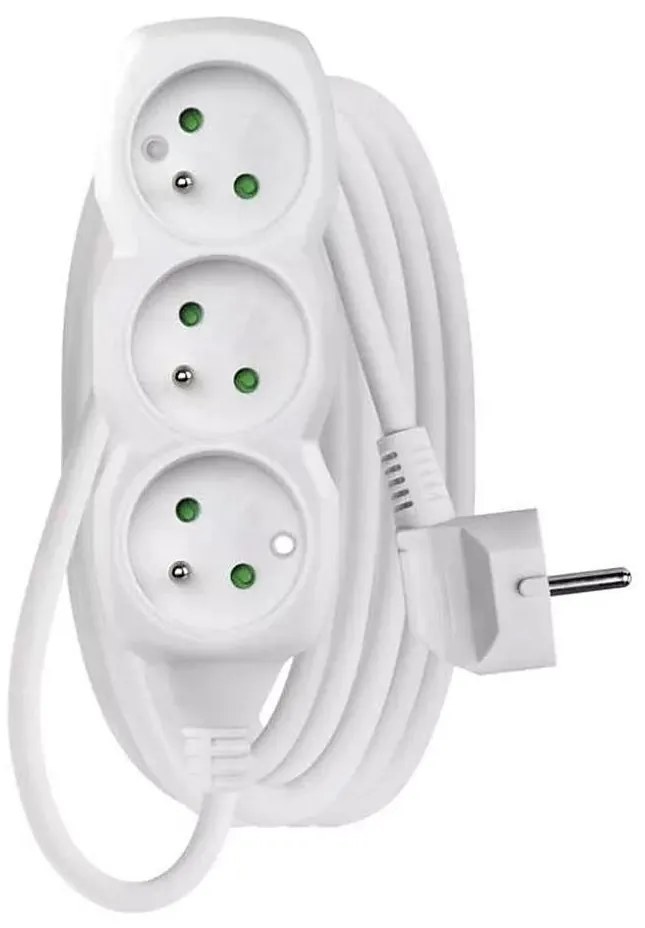 Удължител 3-извода 3м бял