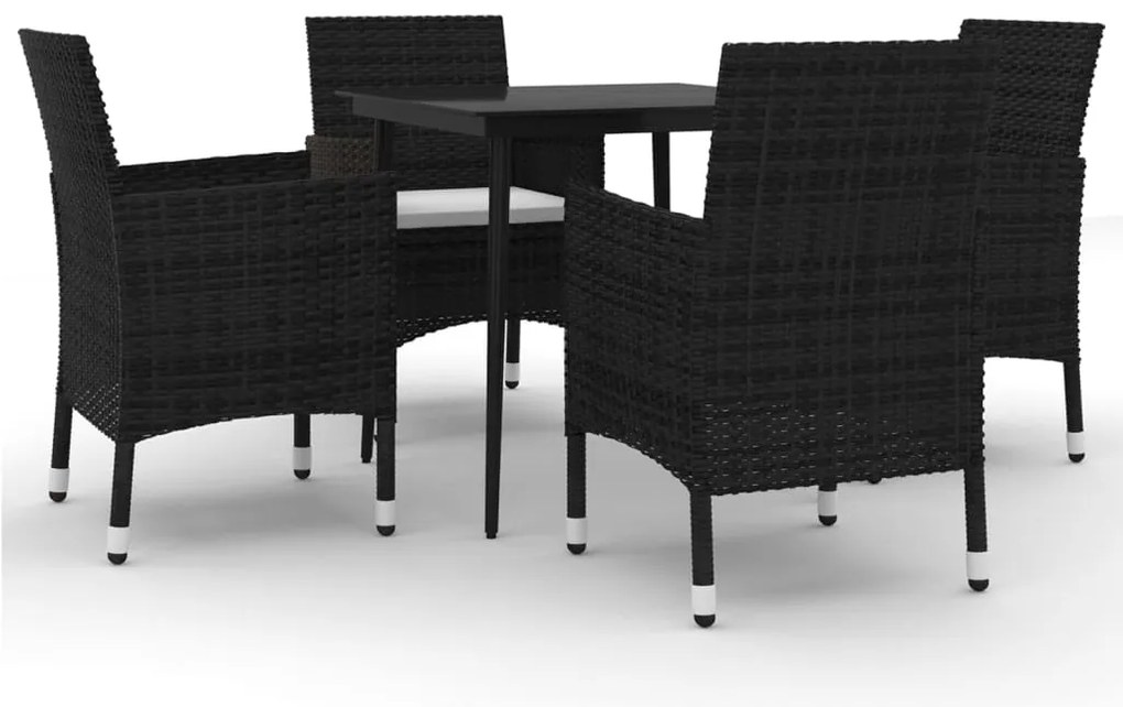 3099728 vidaXL Градински комплект с възглавници 5 части полиратан и стъкло