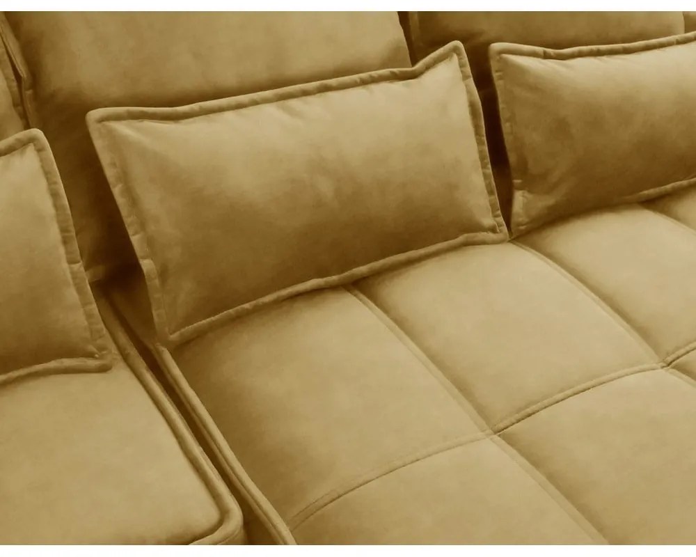 Жълт кадифен разтегателен ъглов диван с място за съхранение (десен ъгъл) Campo – ELTAP