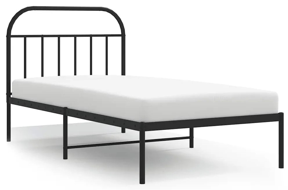 353630 vidaXL Метална рамка за легло с горна табла, черна, 100x200 см
