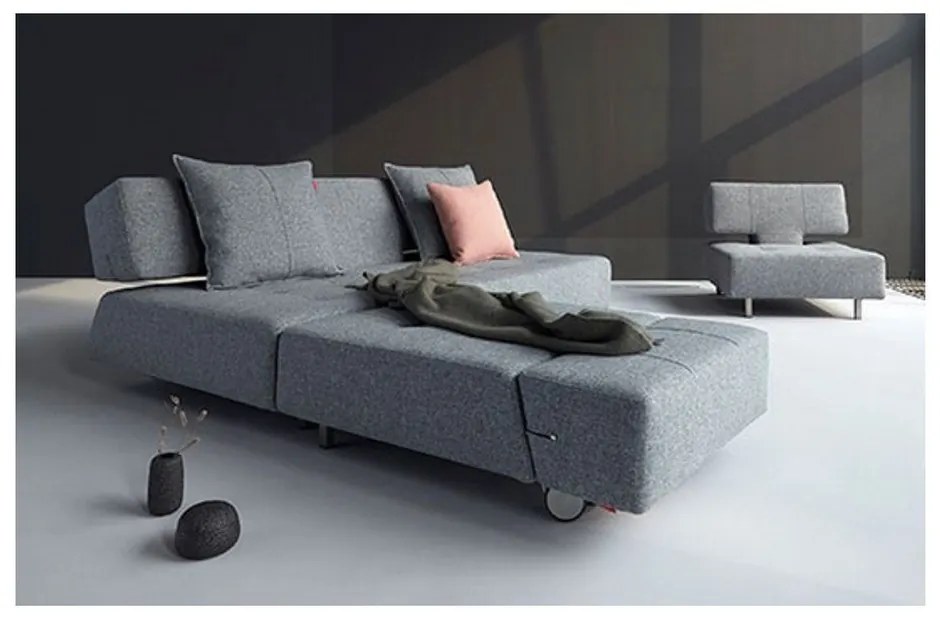 Сиво-бежов разтегателен диван Twist Granite Long Horn - Innovation