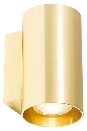 Модерна стенна лампа златиста кръгла 2-светлина - Sandy