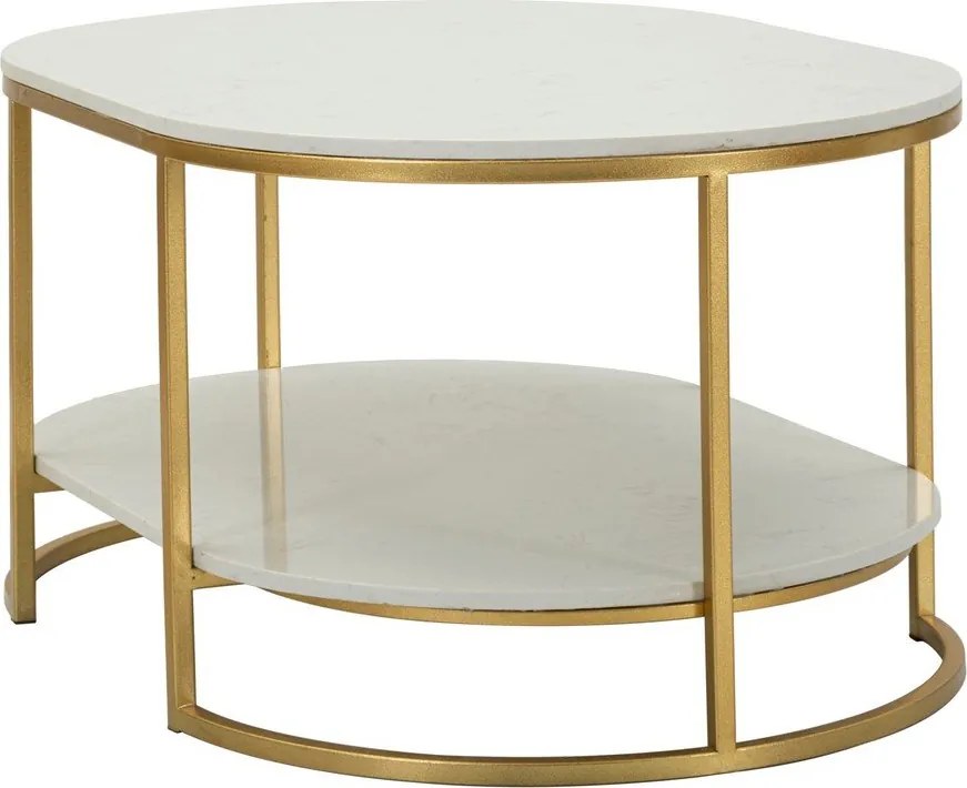 Бяла/златистa масичка за кафе с мраморна плоча 60x90 cm Izmir – Mauro Ferretti