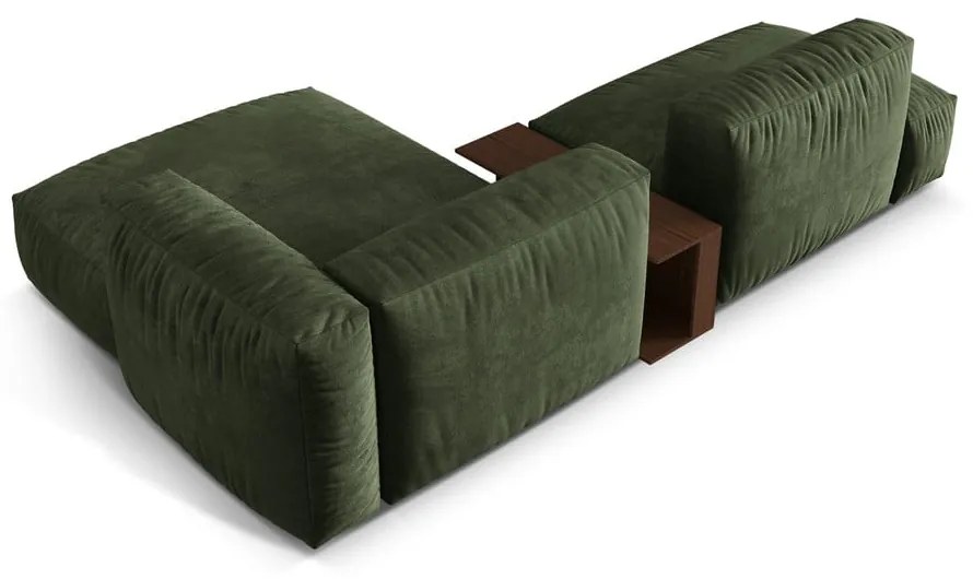 Зелен кадифен модулен ъглов диван (десен ъгъл) Martina – Micadoni