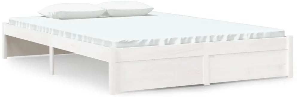 814930 vidaXL Рамка за легло, бяла, масивно дърво, 140x190 см