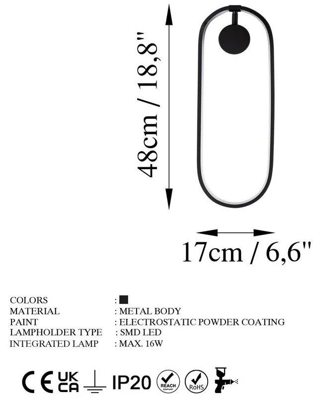 Черна LED стенна лампа Can – Opviq lights
