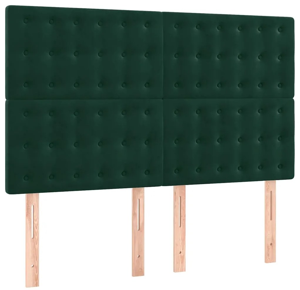 3116817 vidaXL Табла за легло, тъмнозелена, 144x5x118/128 см, кадифе