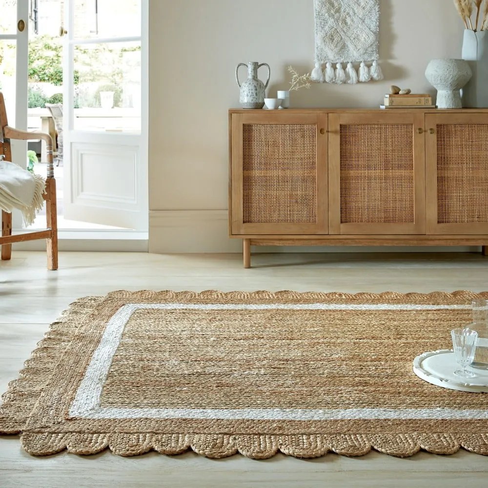 Ръчно изработен ютен килим в естествен цвят и слонова кост 160x230 cm Grace White – Flair Rugs
