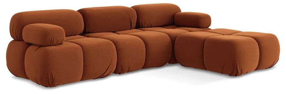 Оранжев кадифен модулен ъглов диван Lokua – Makamii