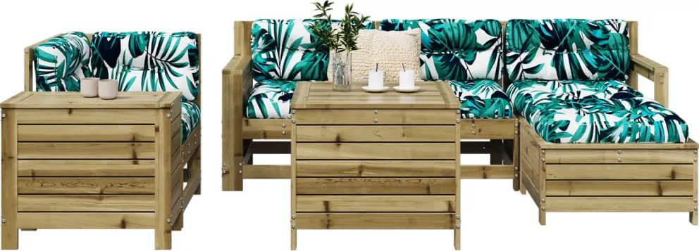 3250515 vidaXL Градински комплект диван от 7 части, импрегниран бор