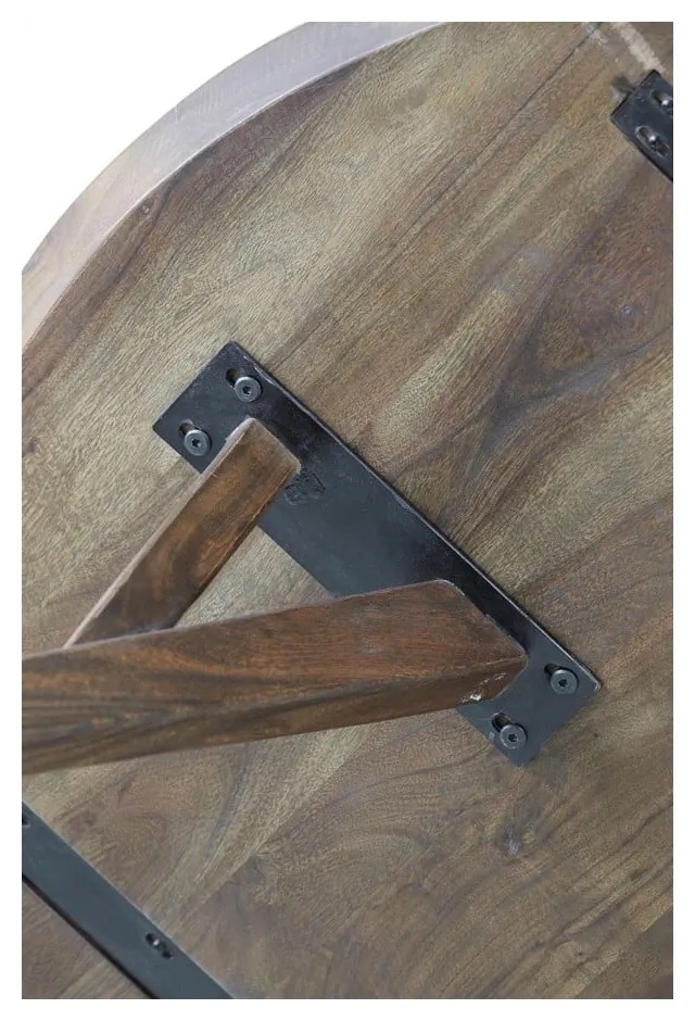 Кафява кръгла трапезна маса с акациев плот ø 140 cm Quenza – Light & Living